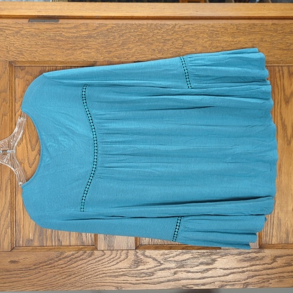 Time and Tru Trumpet Sleeve Tie Tassel Neck Flowy Embroidered Floral Blouse S - Picture 5 of 7